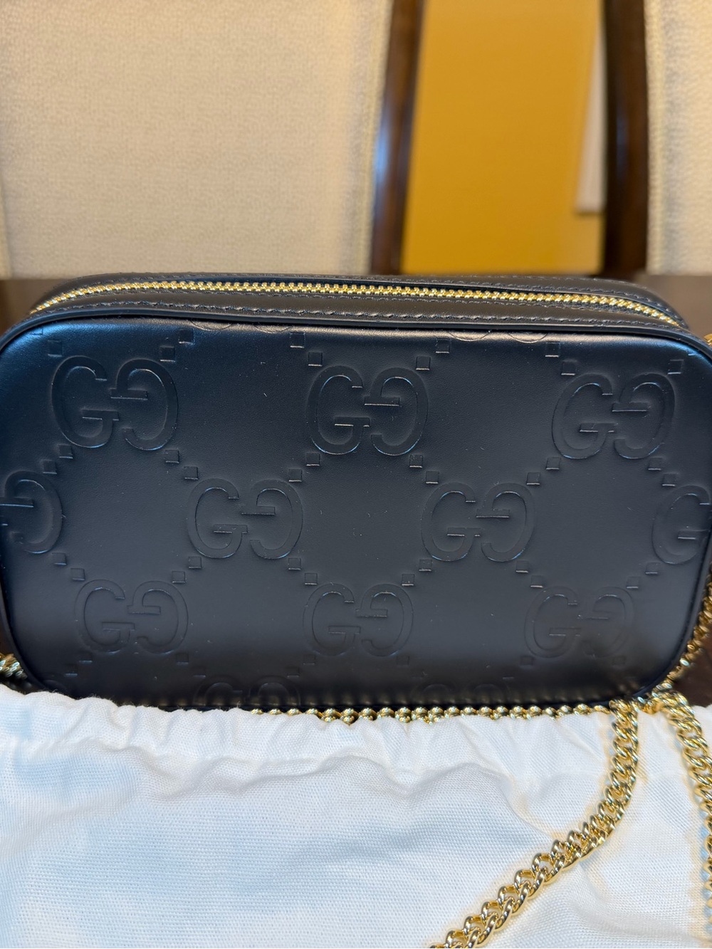 New Authentic Gucci GG Supreme Logo Shoulder Bag Black Leather - Picture 10 of 15